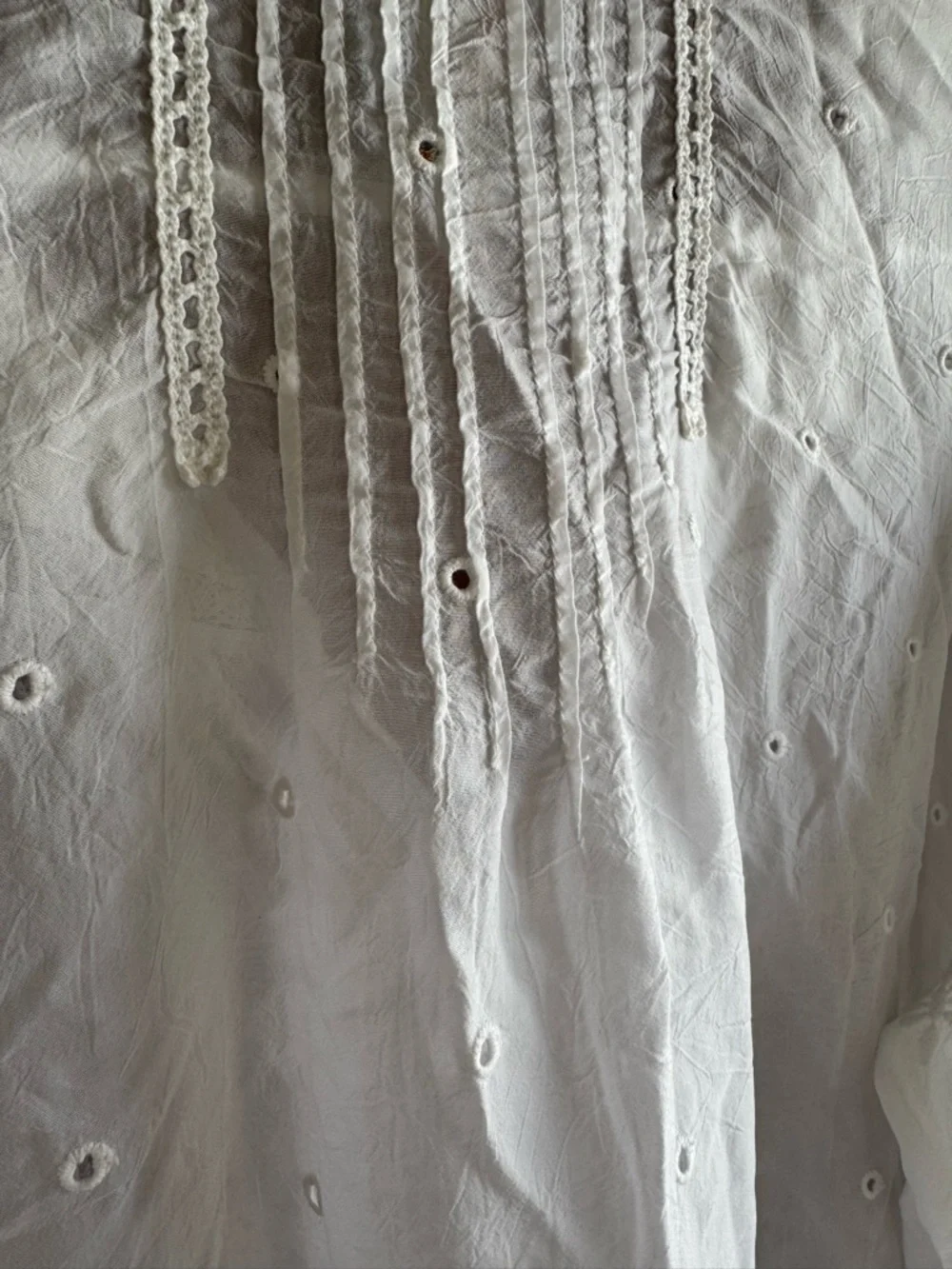 Johnny Was Embroidered White Peasant Blouse - Boho Button Front Top - Picture 6 of 7